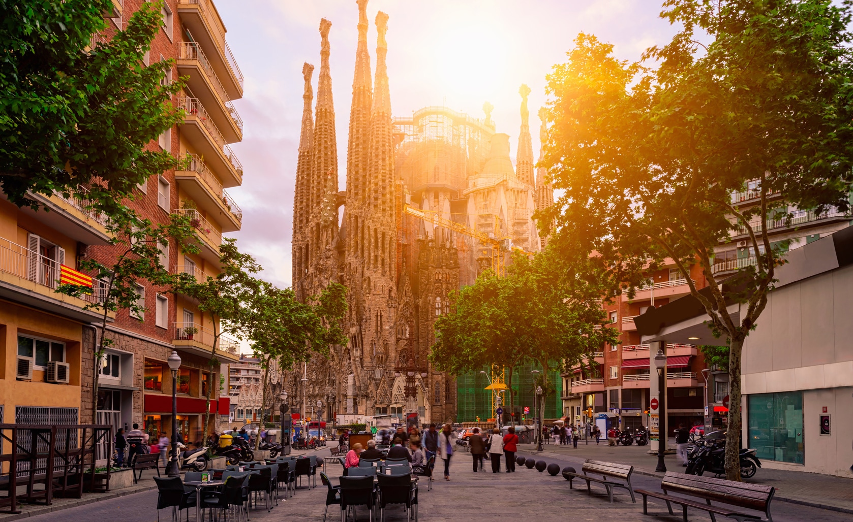 Cozy street in Barcelona, Spain